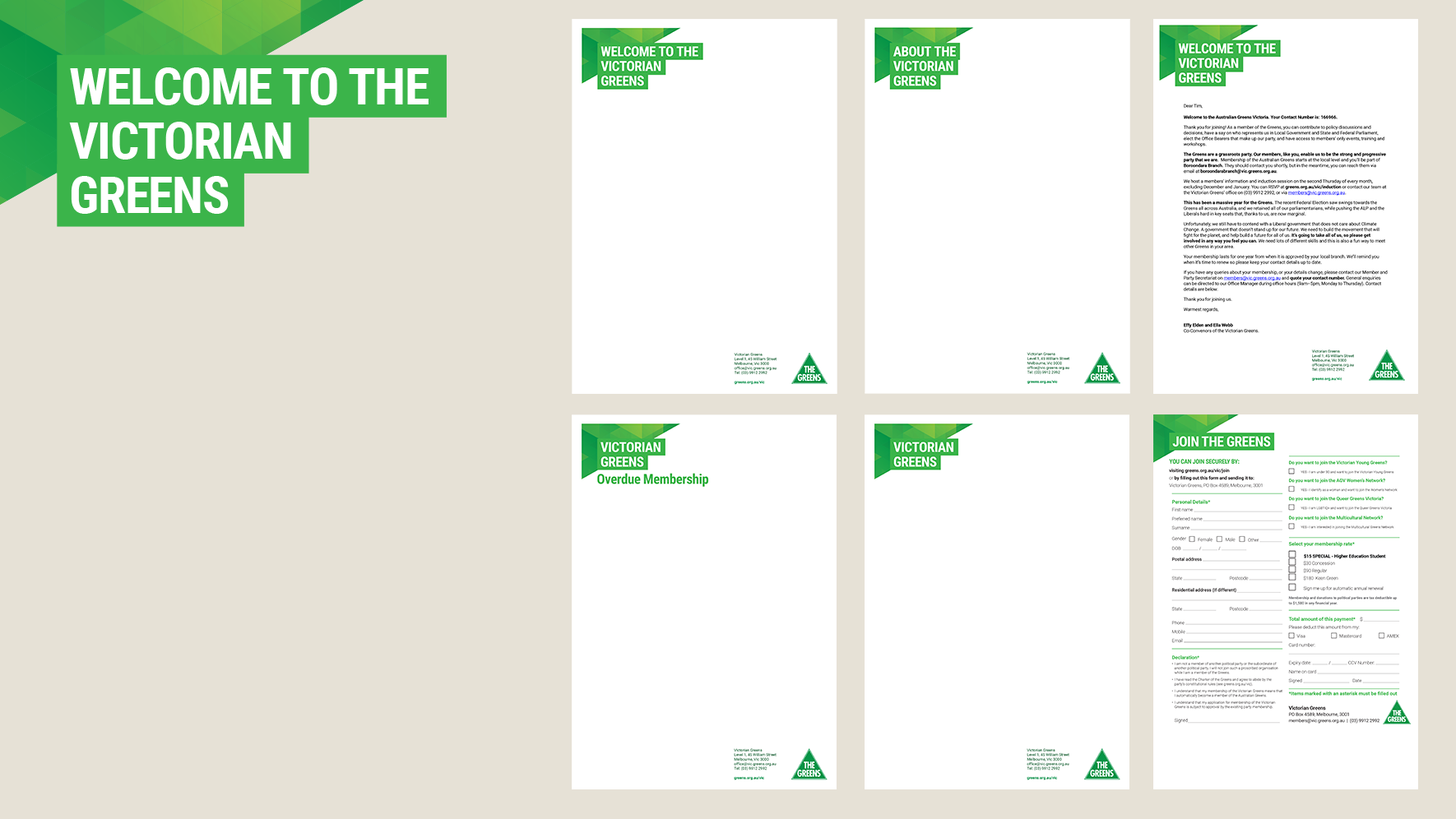 greens letterhead and student join form Victorian Greens Membership Welcome Pack and student join form