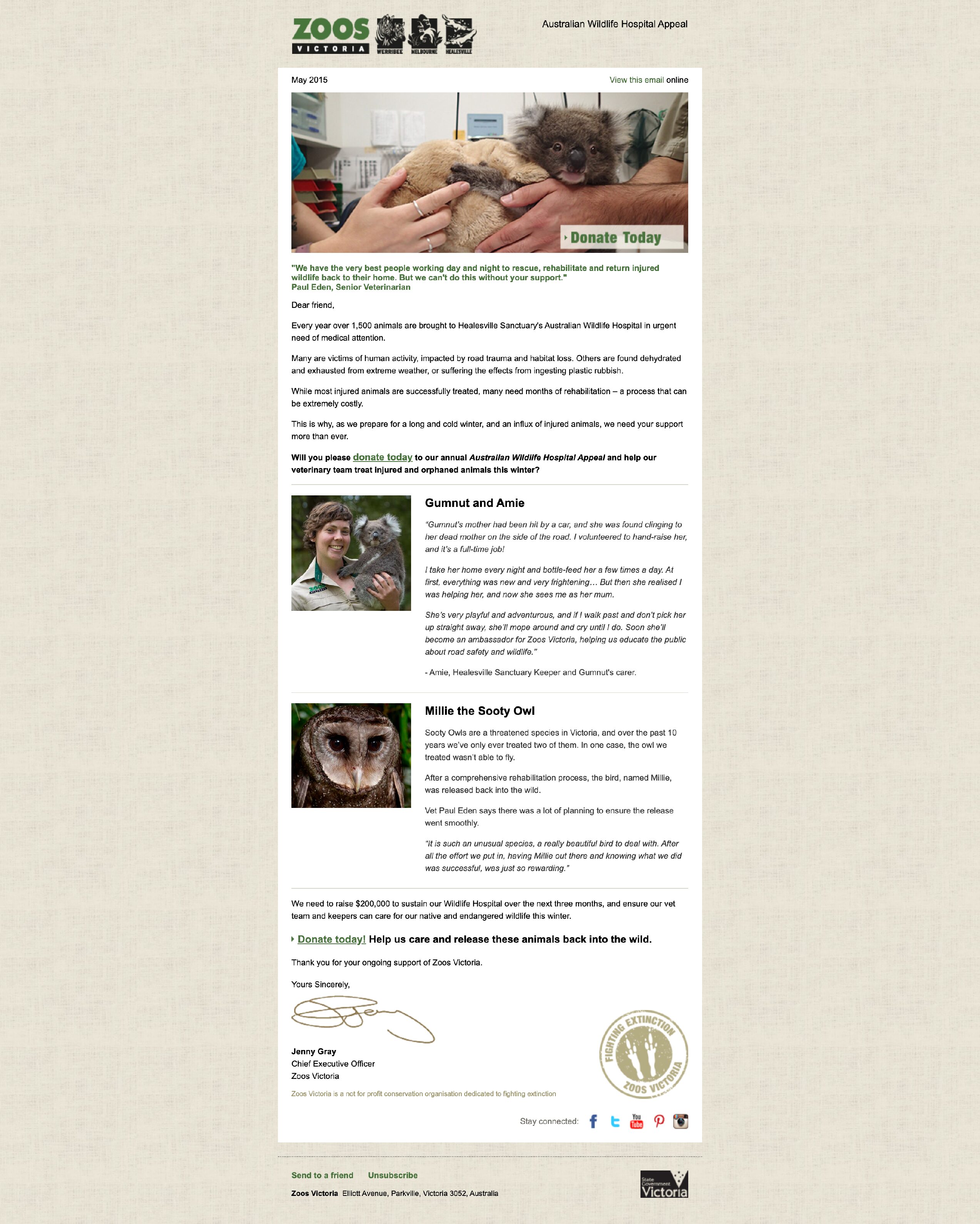 zoo donation email